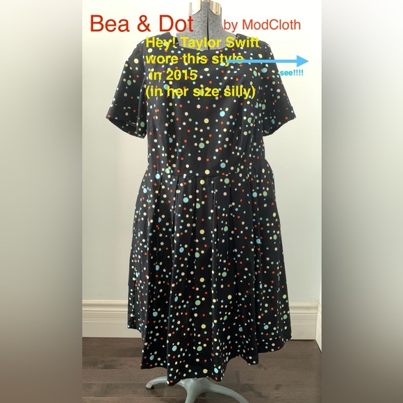 ⭐️NEW PRICE⭐️NWOT Cotton Dress w/Polka Dots by Bea & Dot - ModCloth PLUS SIZE 1X - Picture 1 of 14